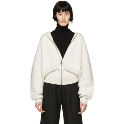 Chloé Chunky Cashmere Zip-front Hooded Jumper In 114 White