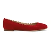 Chloé Lauren Scalloped Suede Ballet Flats In Red Flame