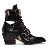 Chloé Rylee Cutout Glossed-leather Ankle Boots In 001 Black