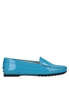 Tod's Woman Loafers Turquoise Size 5.5 Soft Leather In Blue