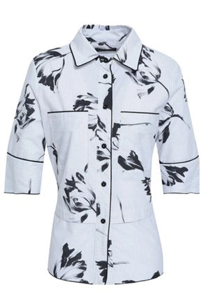 Piazza Sempione Woman Printed Cotton-blend Oxford Shirt Light Grey