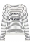 JOIE JOIE WOMAN VERBINA PRINTED STRIPED STRETCH-KNIT SWEATER WHITE,3074457345619516678
