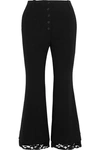 PROENZA SCHOULER PROENZA SCHOULER WOMAN LACE-TRIMMED CADY KICK-FLARE PANTS BLACK,3074457345619736667