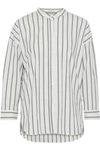 JOIE PONI RUFFLED STRIPED COTTON-BLEND POPLIN SHIRT,3074457345619801411