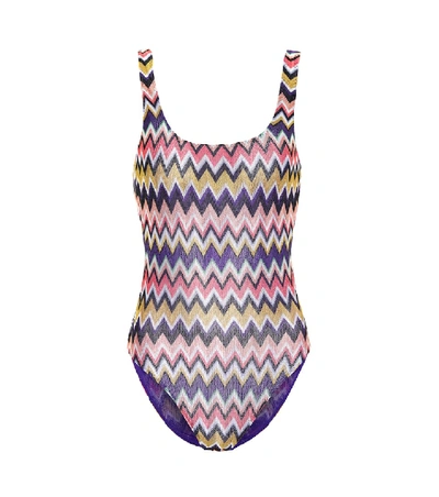 Missoni Printed Viscose Knit One Piece Swimsuit In Multicolor