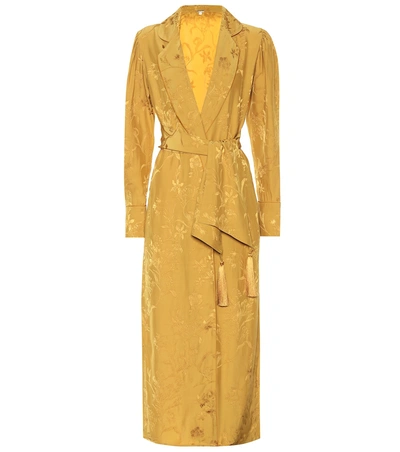 Johanna Ortiz Unusual Romance Belted Jacquard Kimono Dressing Gown In Gold