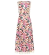 RED VALENTINO Tulle-trimmed floral midi dress,P00349859