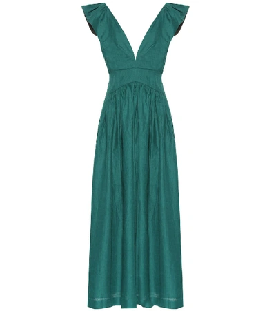 Kalita Persephone Linen Maxi Dress In Green