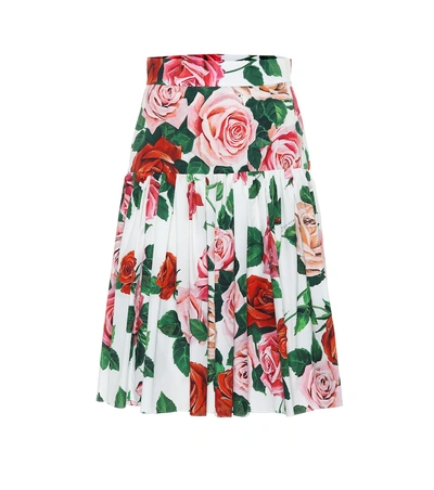 Dolce & Gabbana Floral-print Cotton-poplin Midi Skirt