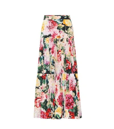 Dolce & Gabbana Tiered Ruffled Floral-print Cotton-poplin Maxi Skirt In Floral Print