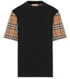 Burberry Check Motif Cotton T-shirt In Black