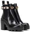 GUCCI TRIP LEATHER ANKLE BOOTS,P00365219