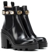Gucci Leather Ankle Boot With Belt In Black