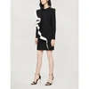 GIVENCHY CONTRAST-RUFFLE WOOL-CREPE DRESS