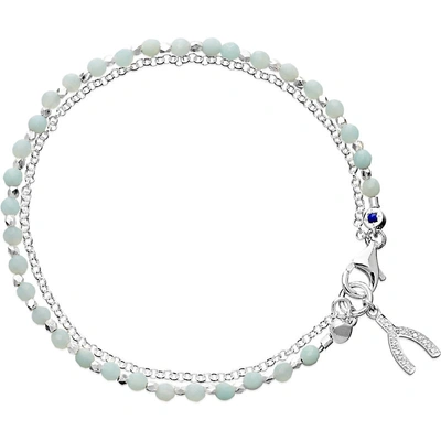 Astley Clarke Wishbone Sterling Silver Amazonite Friendship Bracelet In Pale Blue