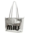 MIU MIU LOGO SEQUINS SHOPPER,10776082