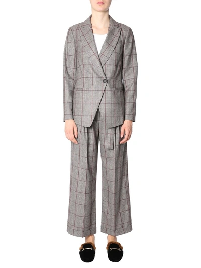 Brunello Cucinelli Overcheck Wool Suit In Brown