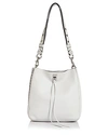 Rebecca Minkoff Darren Deerskin Leather Shoulder Bag In Optic White/silver