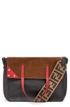 FENDI FLIP LEATHER & SUEDE TOTE - BLACK,8BT302-A6CG