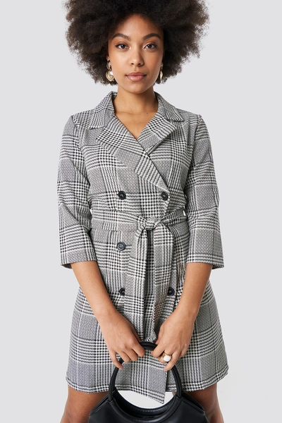 Trendyol Checkered Jacket Dress - Grey
