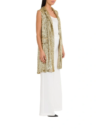 P.a.r.o.s.h Long Sequins Waistcoat In Oro