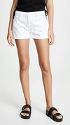 Frame Frayed Denim Cut Off Shorts In Blanc