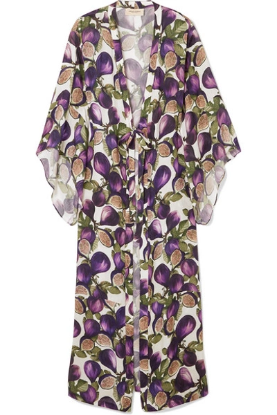Adriana Degreas Printed Voile Dressing Gown In Purple