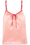 Morgan Lane Serena Bow-detailed Two-tone Silk-satin Camisole In Blush