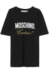 MOSCHINO EMBROIDERED PRINTED COTTON-JERSEY T-SHIRT