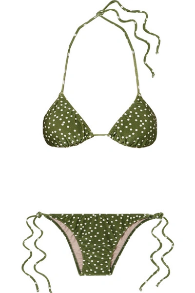 Adriana Degreas Mille Punti Polka-dot Bikini In Green