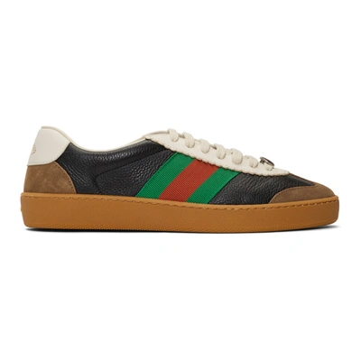 Gucci Leather And Suede Web Trainers In Multi-colour
