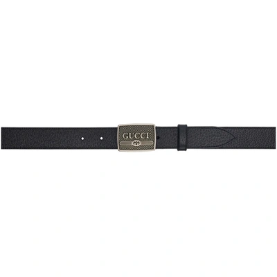 Gucci Logo Plaque Buckle Belt In 1000 Black