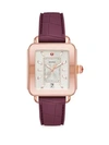 MICHELE WATCHES Deco Sport Pink Goldtone Plum Embossed Silicone Watch