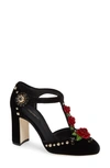 DOLCE & GABBANA EMBELLISHED T-STRAP ROSE PUMP,CD1193AZ474