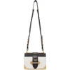 Prada Cahier Large Two-tone Leather Shoulder Bag In White