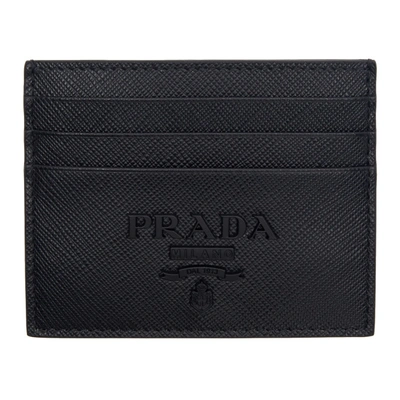 Prada Monogram Saffiano Leather Card Case In Black