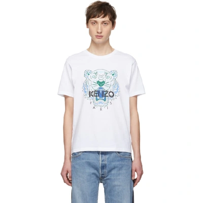 Kenzo Tiger Logo Print T-shirt In White