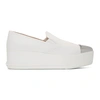 MIU MIU White Toe Cap Platform Slip-On Sneakers