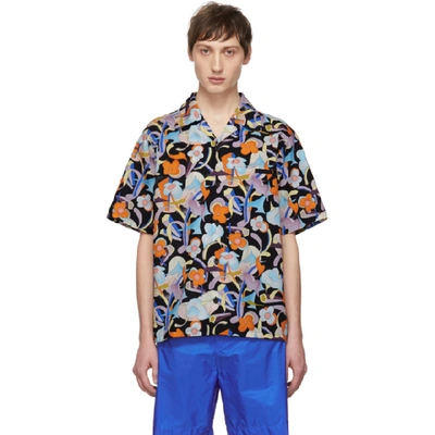 Prada Floral-print Regular-fit Woven Shirt In Multicolour