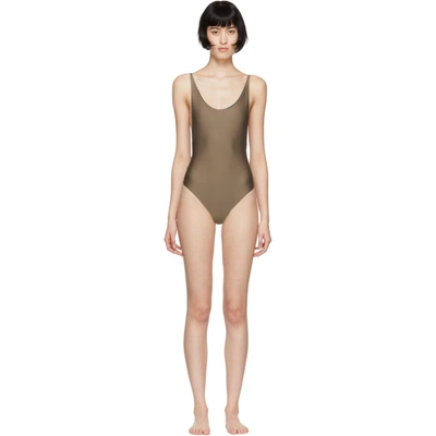 Haight Taupe Thin Strap One-piece Swimsuit