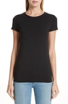 Majestic Soft Touch Raw-edge Crewneck Tee In Noir