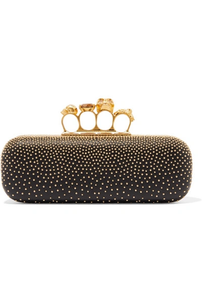 Alexander Mcqueen Knuckle Studded Leather Box Clutch Bag, Black