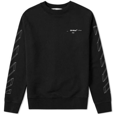 Off-white Men's Diagonal 3d Lines Crewneck Sweatshirt In Black