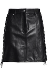 MCQ BY ALEXANDER MCQUEEN MCQ ALEXANDER MCQUEEN WOMAN LACE-UP LEATHER MINI SKIRT BLACK,3074457345619735295