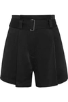 A.L.C WOMAN DELIAH BELTED SATIN SHORTS BLACK,US 1392478293366
