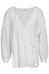 A.L.C A.L.C. WOMAN SAMIRA SILK CREPE DE CHINE WRAP TOP OFF-WHITE,3074457345619764885