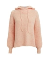 GANNI SOFT WOO KNIT HOODIE PINK,K1137 CALLAHAN