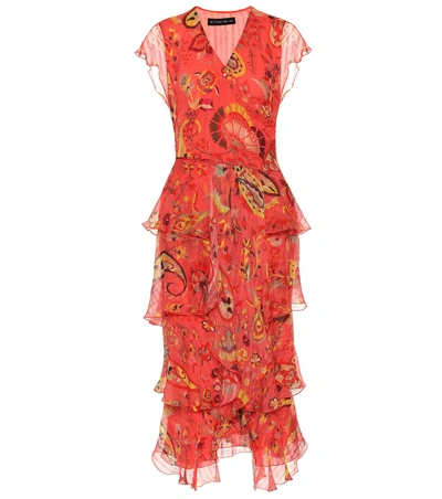 Etro Ruffled Paisley Cap-sleeve Blouse In Red