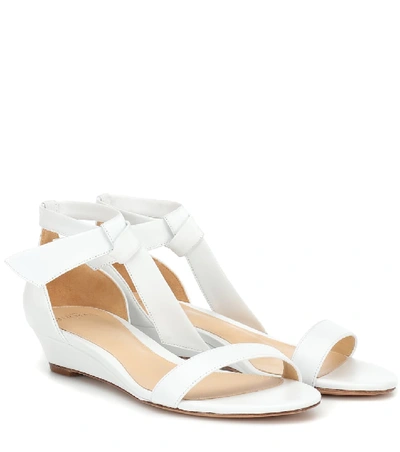 Alexandre Birman Atenah Knotted Leather Wedge Sandals In White