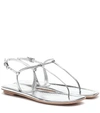 Prada Silver Laminated Thong Sandals